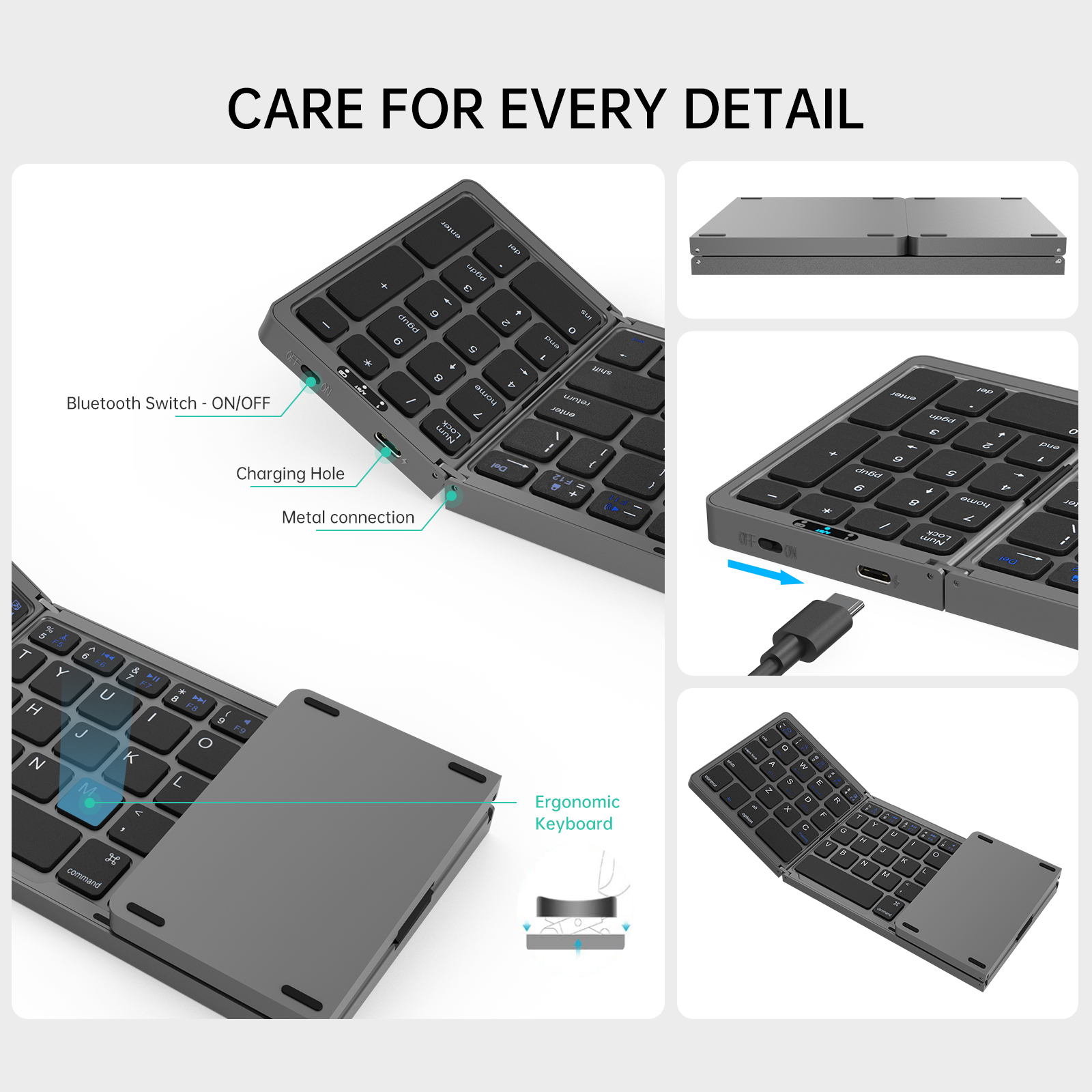 Teclado plegable inalámbrico BT teclado numérico para IOS Android Windows Ipad tableta portátil Mini Digital tres teclado plegable