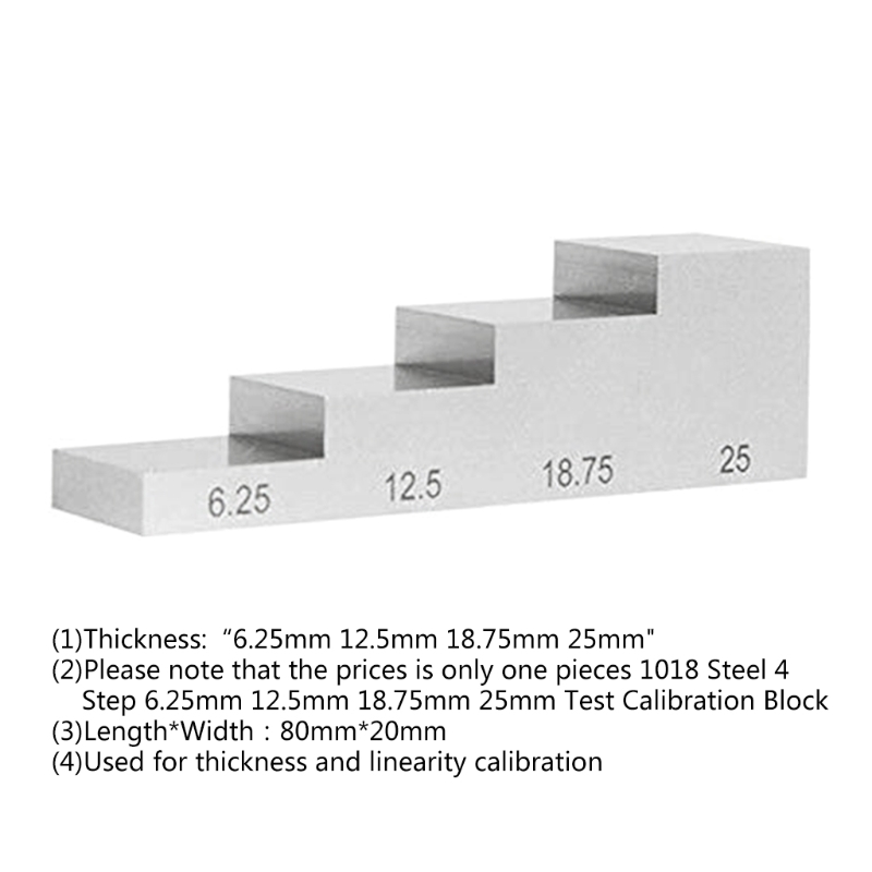 4 Step Test Block Stainless Steel Calibration Block UT Block Thickness Step Wedge Ultrasonic Test Block 6.25-25mm