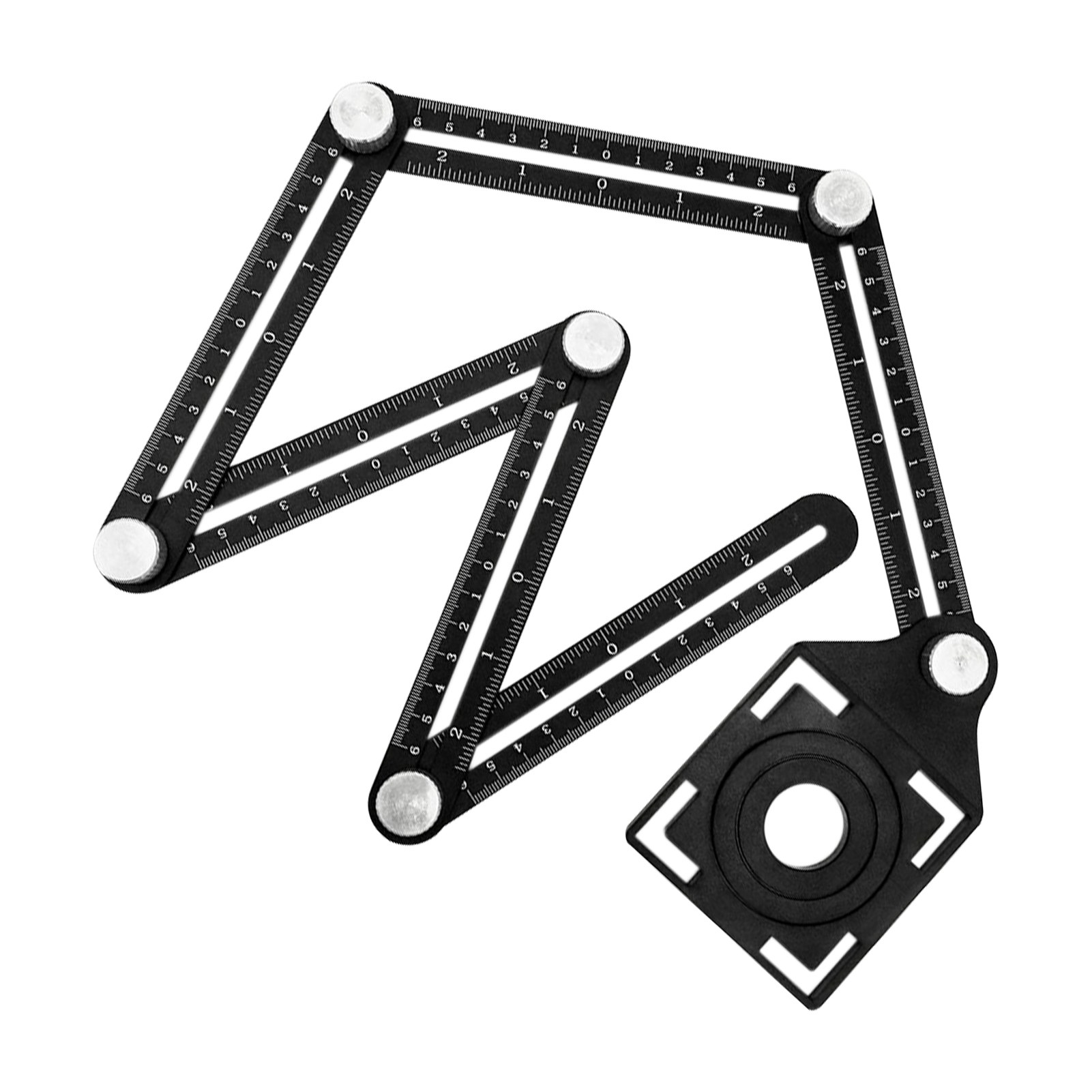 6-Fold Ruler Multi Angle Adjustable Tile Hole Locator 6-sides Template Tool Protractors Drill Guide Tile Hole Measuring Ruler