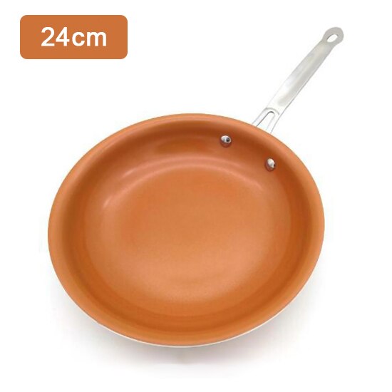 Non-stick Koperen Pannen Koekenpannen Met Coating Inductie Koken Oven Koken Pot Anti-aanbak Pan Kookgerei: YELLOW