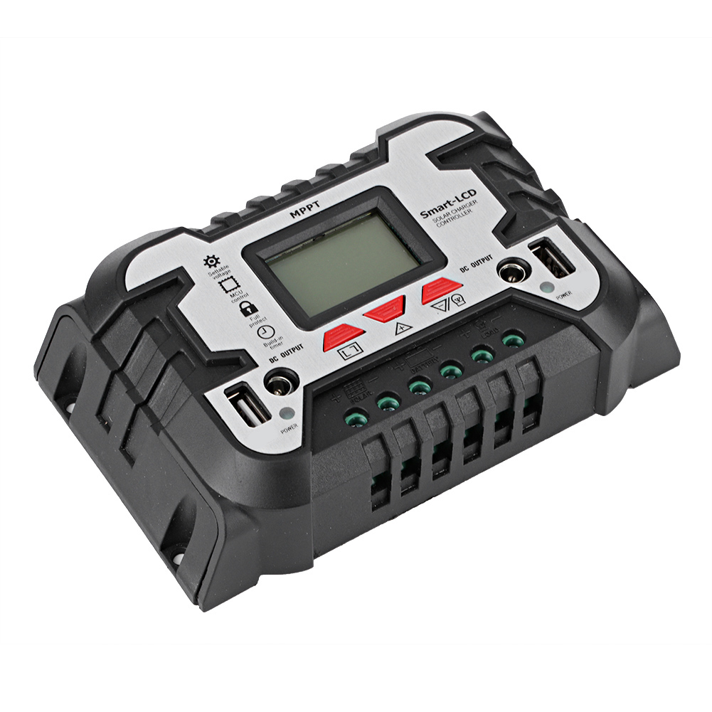 30a 12v/24v waterdichte zonne-laadregelaar mppt dual usb lcd-scherm geschikt voor auto- en motoraccu's