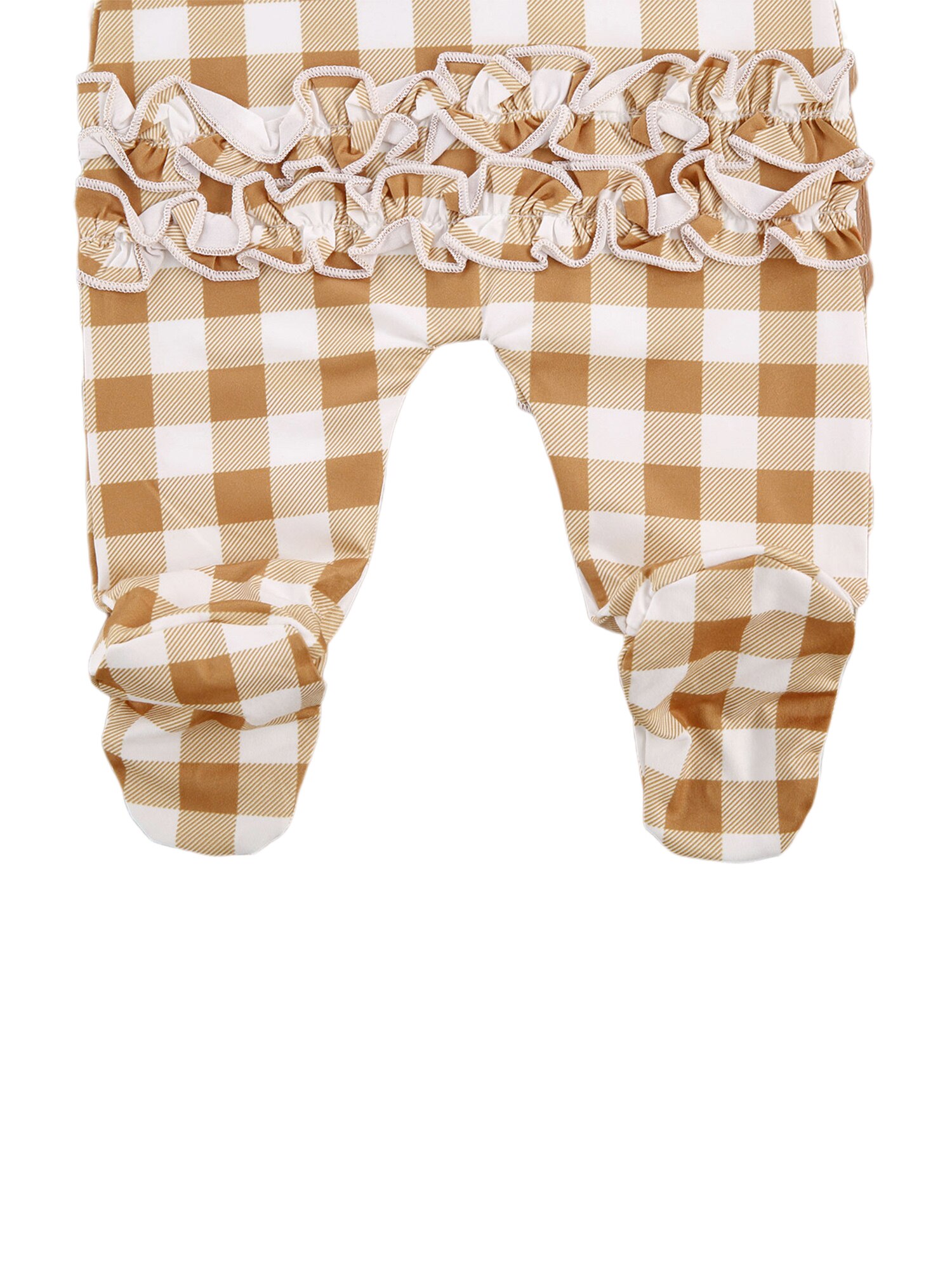 Herfst Plaid Footies Pasgeboren Baby Meisje Jongen Kleding Met Lange Mouwen Ruffle Ruches Geplooide Knop Romper Katoen Top Hoofdband Outfits