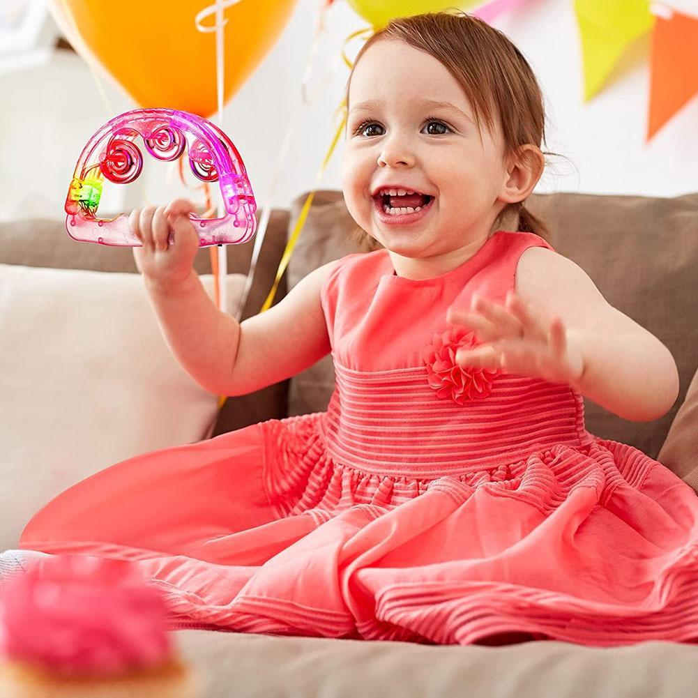 Pandereta de bebé con luz LED, juguete sensorial para niños, instrumento Musical para agitar, con pilas incluidas