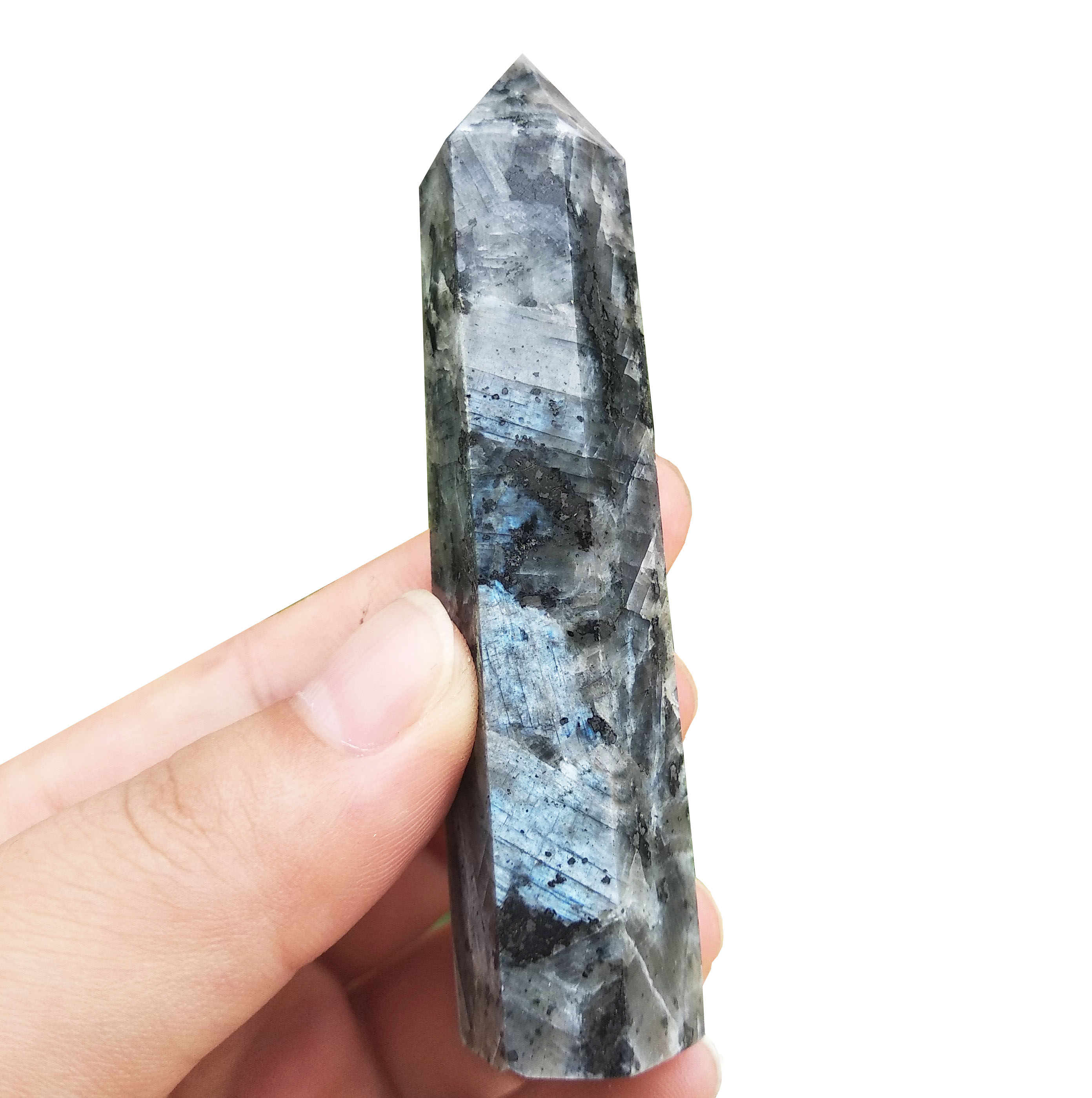 Larvikit blå perle granit punkt helbredende obelisk poleret krystal