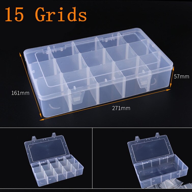 Adjustable 3-36 Grids Compartment Plastic Storage Box Jewelry Earring Bead Screw Holder Case Display Organizer Container: D10