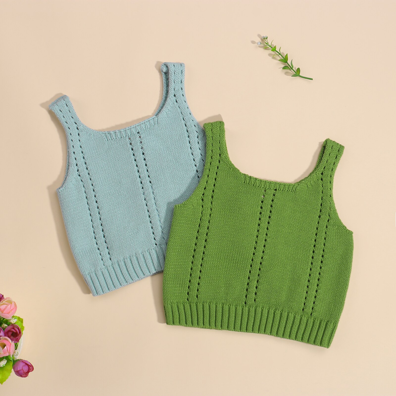 Kinderen Baby Meisjes Mouwloze Tank Tops Peuter Effen Brede Schouderriem Gebreide Vest Baby Kids Zomer Casual Kleding