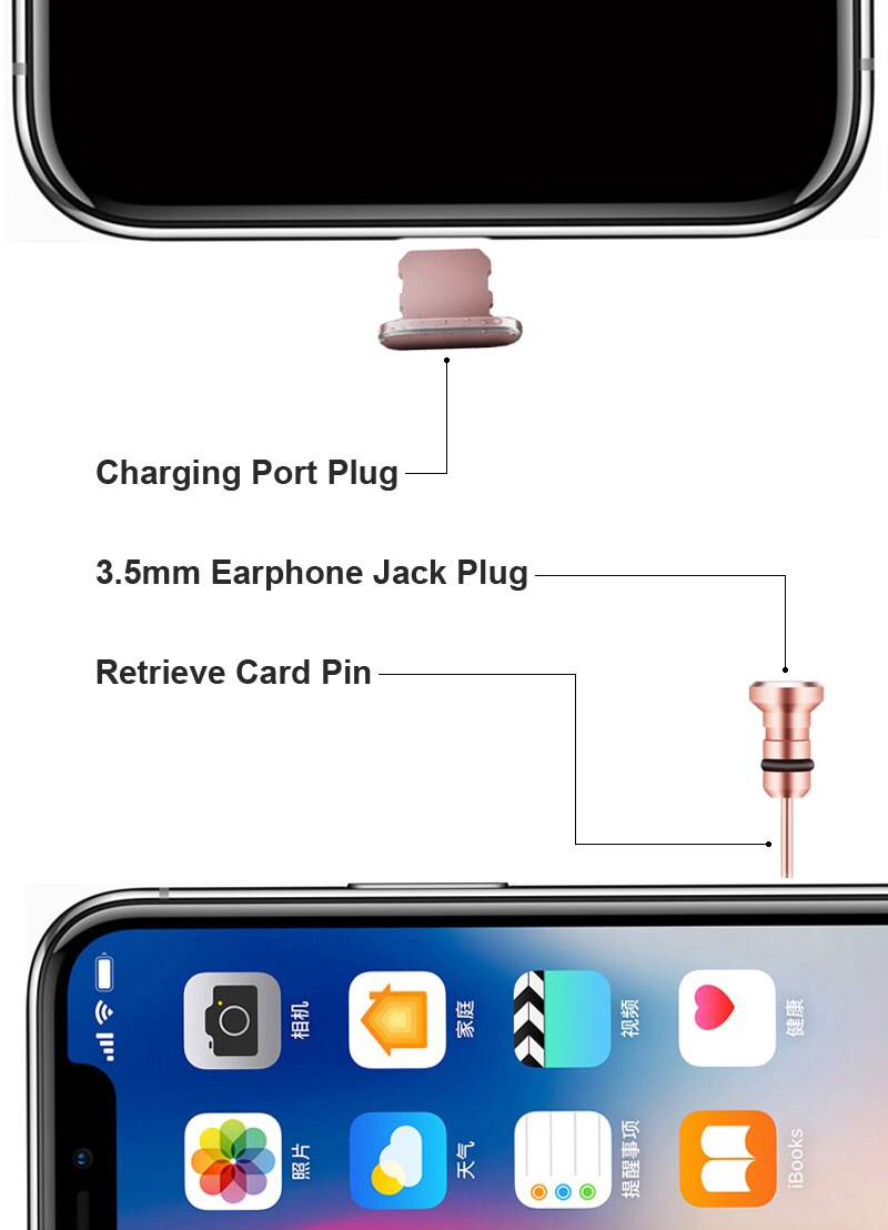 Puerto de carga de Metal 3 en 1 para auriculares, conector antipolvo para teléfono Android tipo C, 3,5mm, tapón de extracción, Pin de tarjeta para iphone