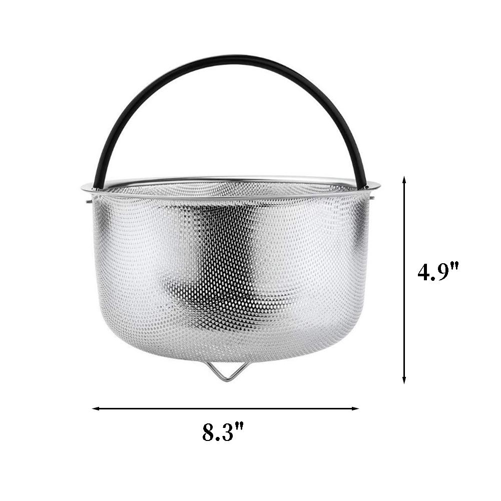 Stainless Steel Steamer Basket Pressure Cooker Accessories Large Capacity Steam Basket for 6 Quart Insert Strainer with Handle