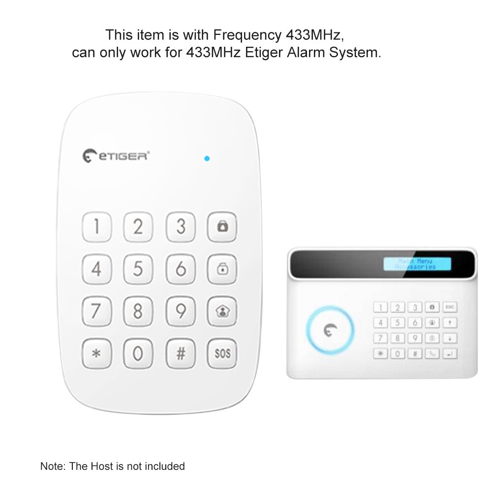 Etiger ES-K1A 433MHz Wireless Alarm System Keypad for Remotely Arm/Disarm Alarm Host Etiger ES-K1A Keyboard