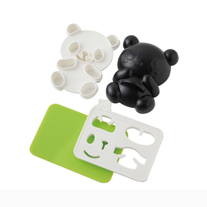 4pcs/set Panda Rice Mold DIY Sushi Mold Maker Dry Roasted Seaweed Cutter Sushi Making Kitchen Tools Bento Accessories: Black