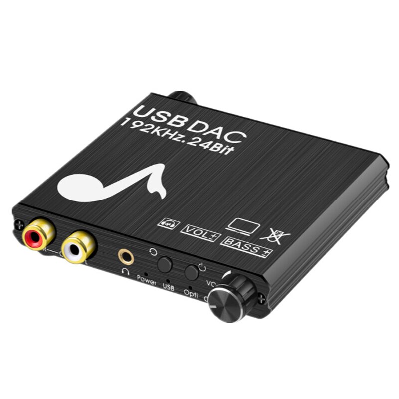 AIXXCO USB DAC 192kHz 24Bit Digital to Analog Converter with Bass&amp;Volume Control Coaxial Toslink to Analog Stereo L/R RCA