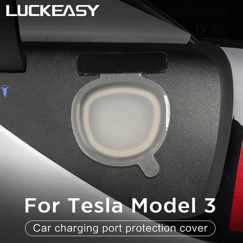 Luckeasy Auto Opladen Poort Bescherming Cover Voor Tesla Model 3 Poort Opladen Stof Plug Wit/Zwart