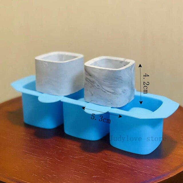 Stampo per vaso da fiori in cemento ottavino stampo a tre fori per reticolo di ghiaccio scatola di immagazzinaggio stampo portacandele stampo aromaterapia gesso stampo per tazza di candela: 2