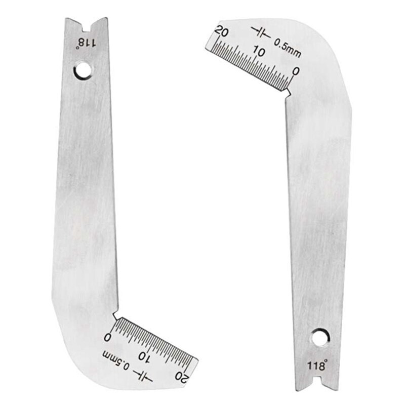 118 Degree Twist Drill Bits Angle Gage Grinding Center Gauge Sharpening Tools Stainless Steel corner Front edge measuring Top