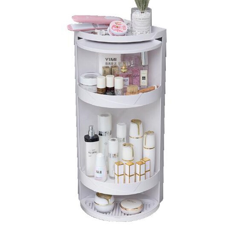 Bathroom rotating triangle rack suction wall storage finishing rack kitchen bathroom dustproof storage cabinet corner rack