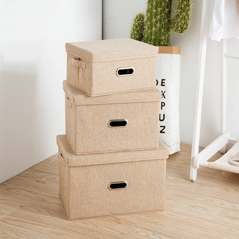 1Pc Opslag Dozen Met Deksels Geen Geur Polyester Stof Duidelijk Opbergmanden Containers Bakken Met Dubbele Cover Organizer 2 size