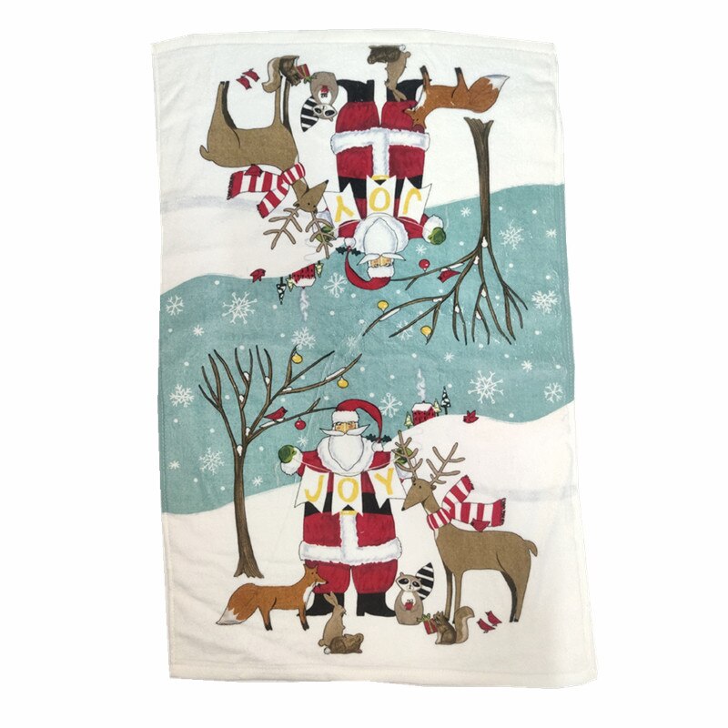 1Pc 41x65cm Christmas Snowman Santa Claus Tree Printed Cotton Kitchen Dishcloth Tea Towel Xmas Party: Style 3