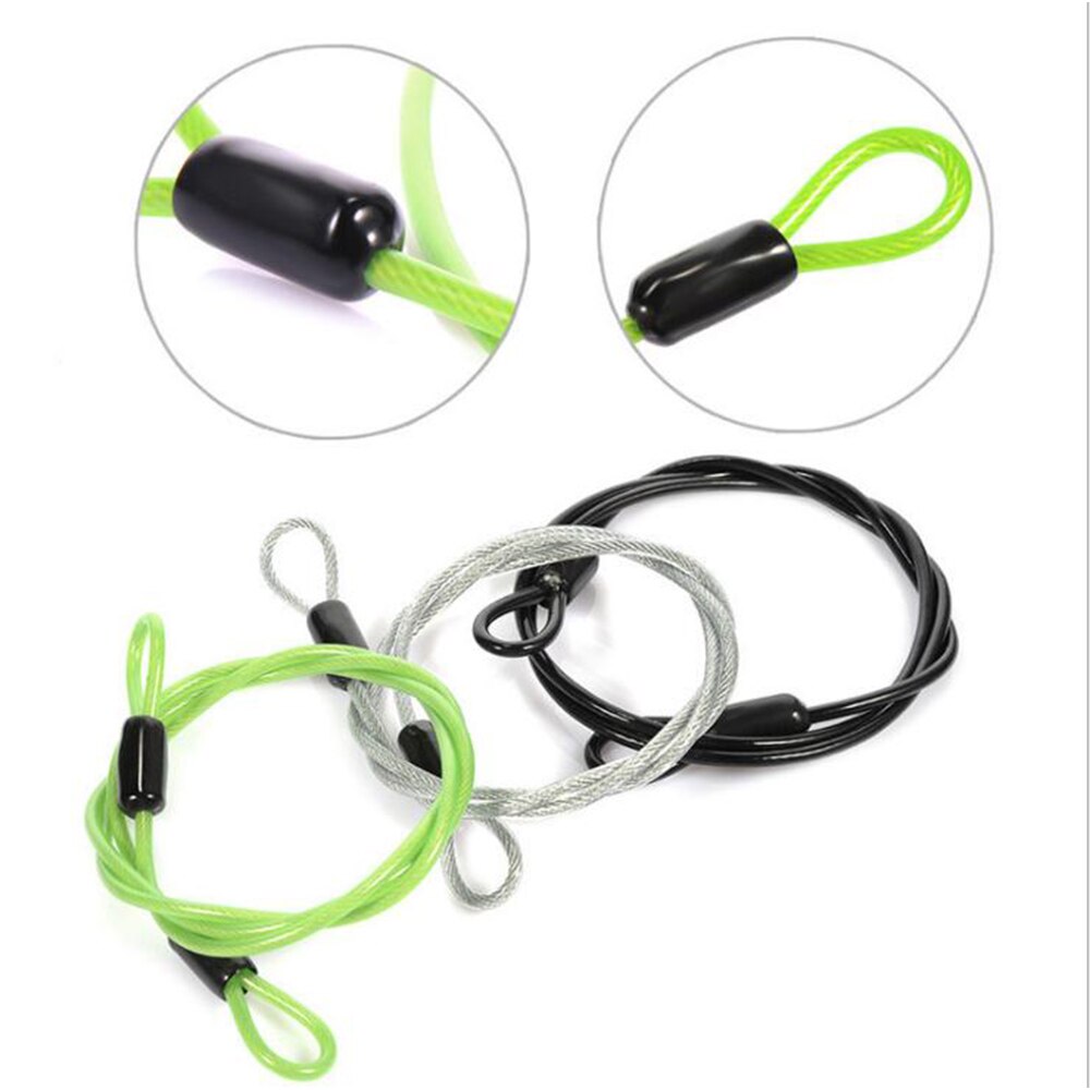 Cable de seguridad recubierto de acero trenzado de 4 pies 3mm doble lazo, cuerda de bloqueo