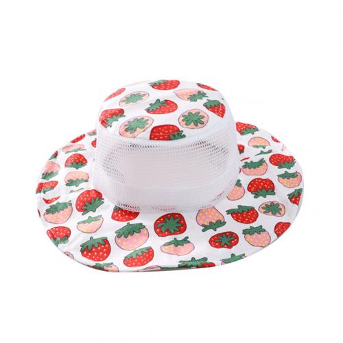 Sommer børn solhatte unisex frugt print bred skygge mesh hat uv beskyttelse hat udendørs strand visir cap til børn solhat: Jordbær