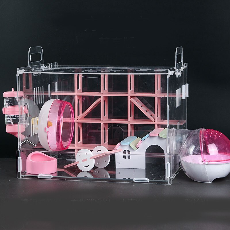 Transparent Hamster Cage Acrylic Large Hamster Guinea Pig Cage Labyrinth Villa Small Pet Nest Full Toys Set Hamster Accessories: 11