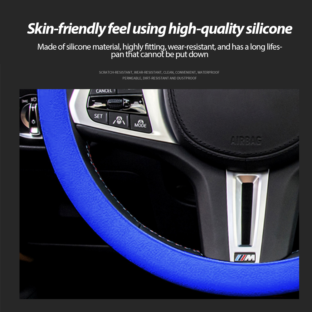 Silikon rattdeksel universal sklisikkert håndtak fleksibelt tynt mykt rattbeskytter biltilbehør