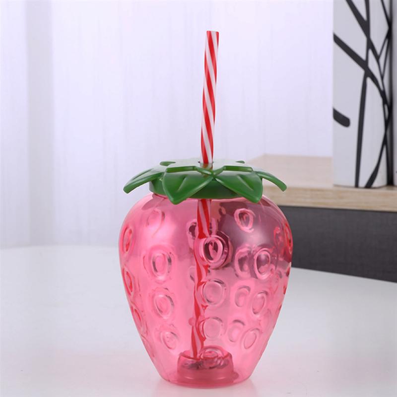 2Pcs Ananas En Aardbei Plastic Drinkbekers Party Beker Met Deksel En Stro