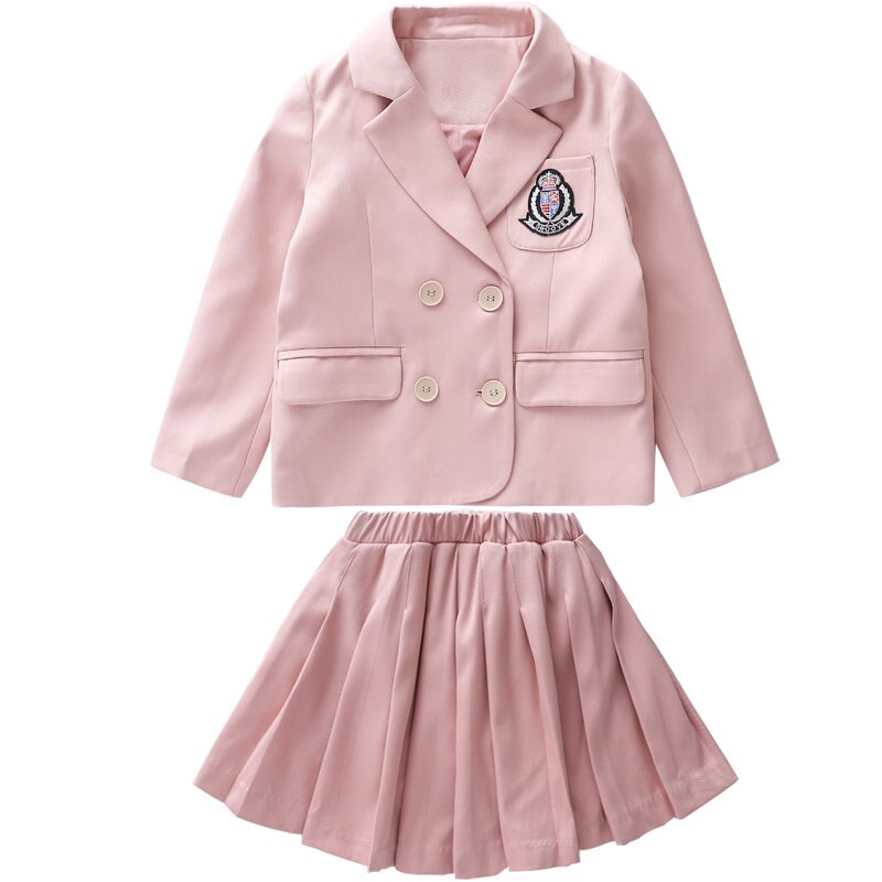 Girls Pink School Uniform Skirt Suit Japanese School Uniform Two Piece Baby Girl Outfit Clothes Teengage Suit Sets