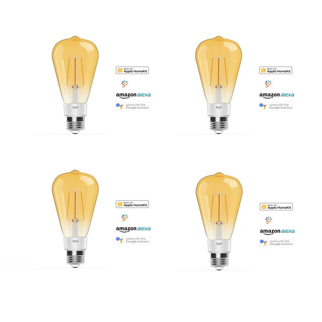 Yeelight 500 Lumen Smart Led Gloeilamp 6W Werk Voor Apple Homekit En Google Assitant 2000K Kleurtemperatuur slimme Lamp: 4 Pcs