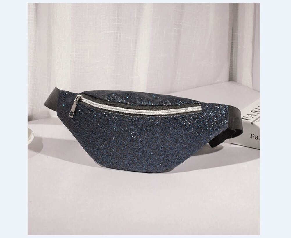 Vrouwen Omkeerbare Mermaid Sequin Glanzend Taille Fanny Pack Belt Bum Bag Pouch Hip Purse Stijlvolle Cool Taille tassen: Blauw