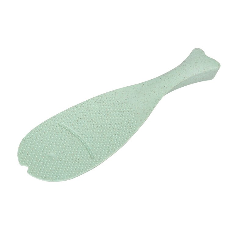Ris padle fisk/egern formet non stick ris padle ske premium fødevarekvalitet hvede halm ris padle stand ris ske: Hvid