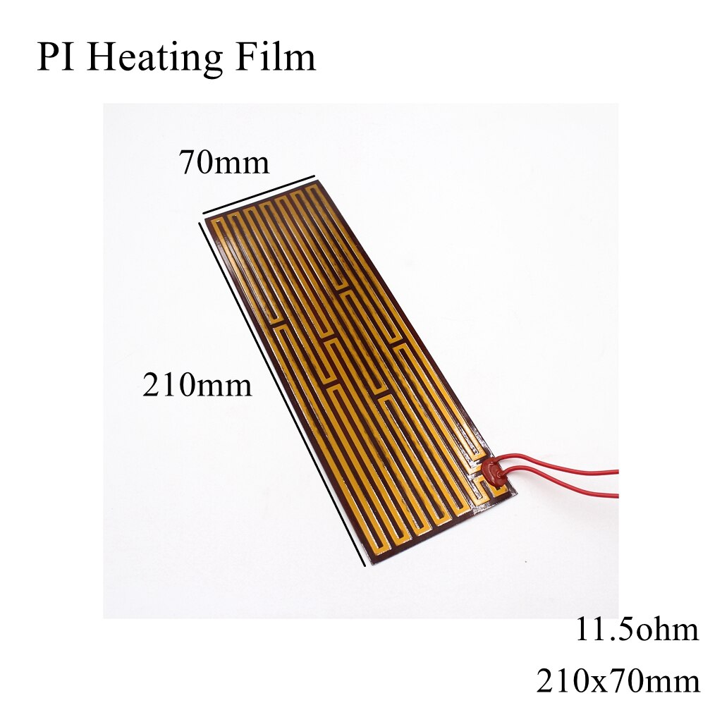 150X120Mm 5V 12V 24V 110V 220V Pi Verwarming Film Polyimide Adhesive Elektrische heater Plaat Panel Pad Mat Brandstof Folie Olie Motor Tank: 210x70mm