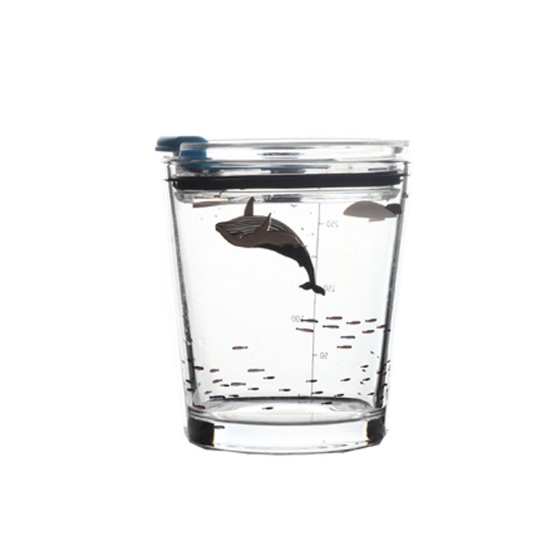 450ml glass kopp tegneserie frokost drikke vann sippy kopp glass med lokk vannkopp netto rød søt melk juice kopper: Hval 350ml