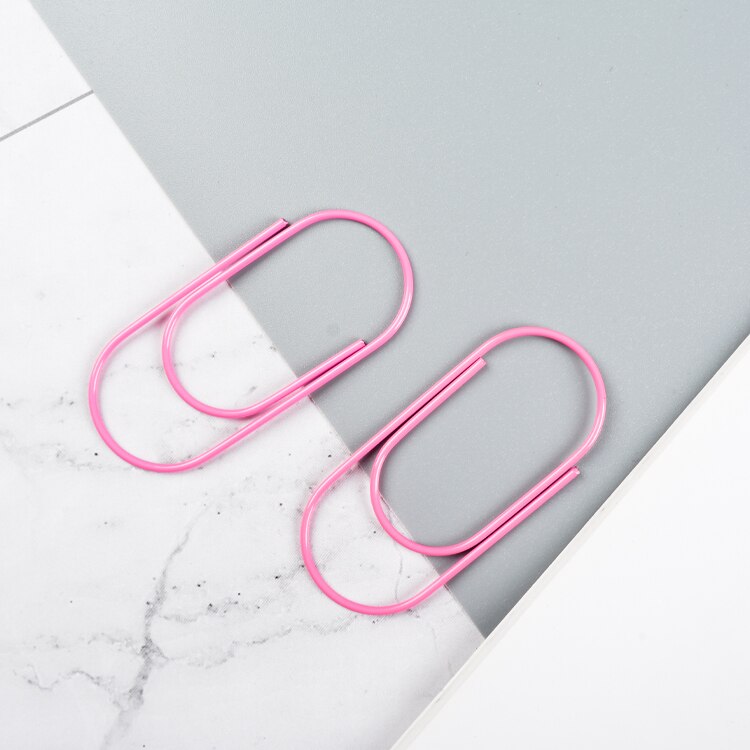 Pink Cute plus size wide Paper Clip 50mm metal Line Color Pin Bookmark Shool Stationary Office Clip big wide Paperclips Metal