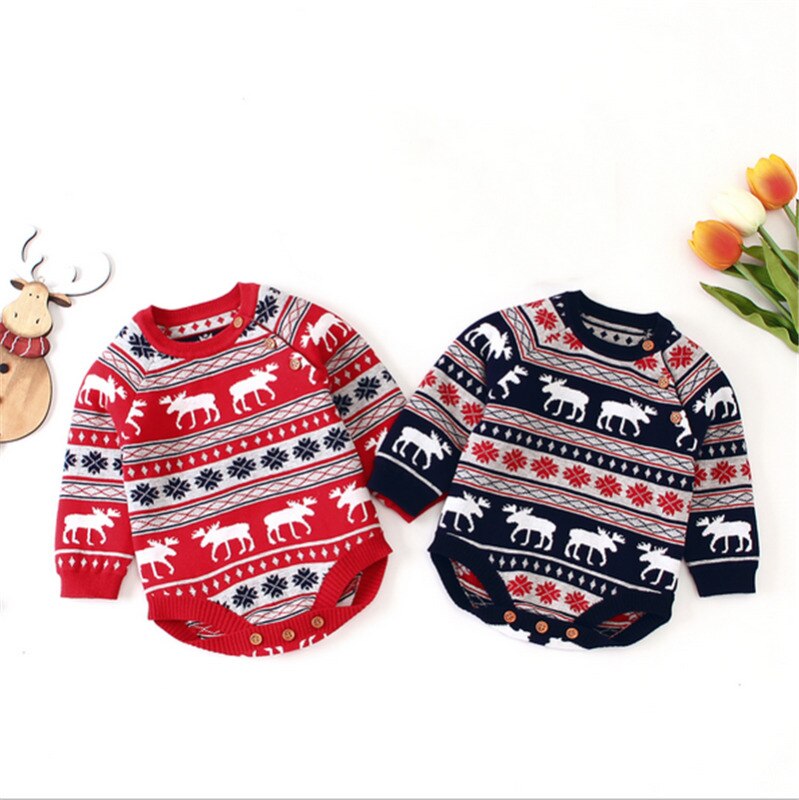 bebé primavera otoño ropa bebé niña Navidad algodón manga larga mono Navidad mono ropa ciervos trajes con motivo de ciervo