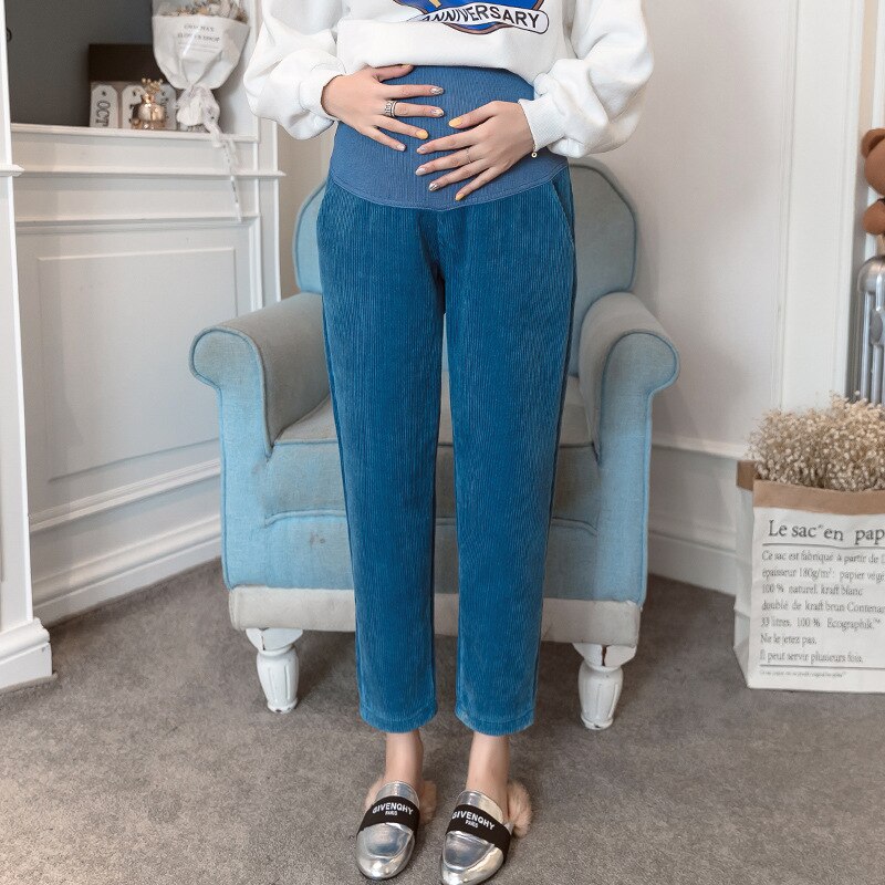 Winter Warm Velvet Maternity Pants Corduroy Pants For Pregnant Women Clothes Loose Thicken Abdominal Trousers Pregnancy Clothing