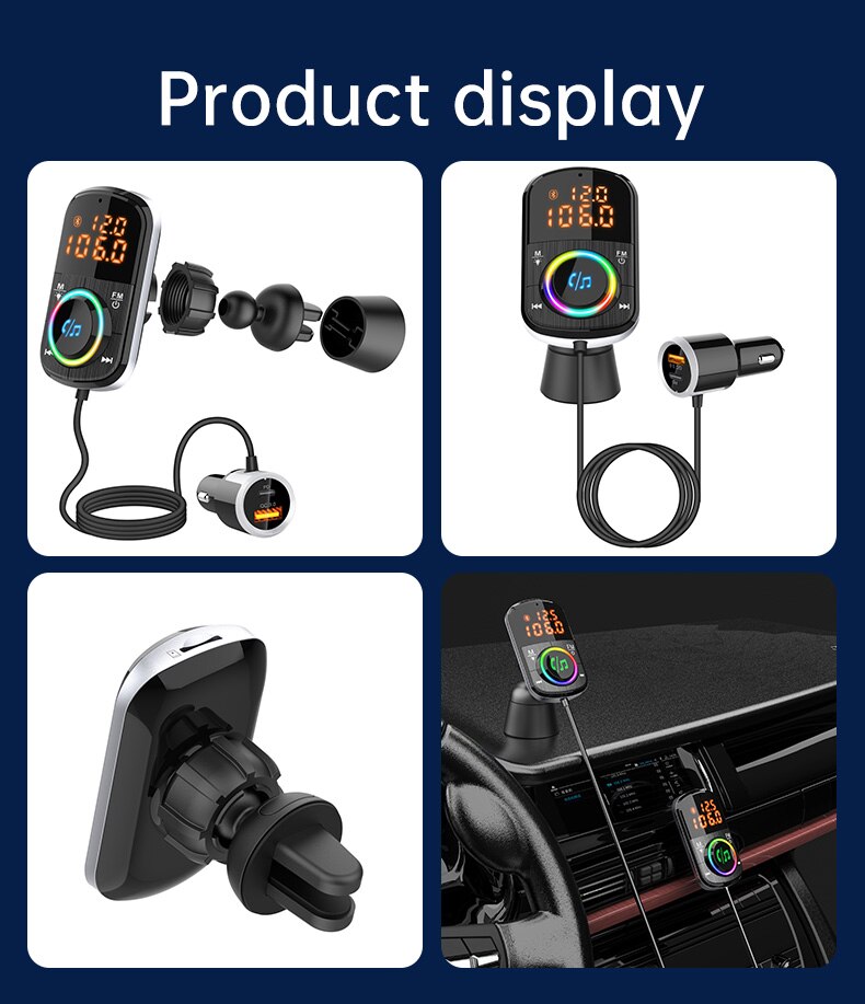 Bluetooth For Cars Handsfree Car Kit Wireless Bluetooth Carkit FM Transmitter Handsfree Aux Audio MP3 Player Bluetooths Adapter