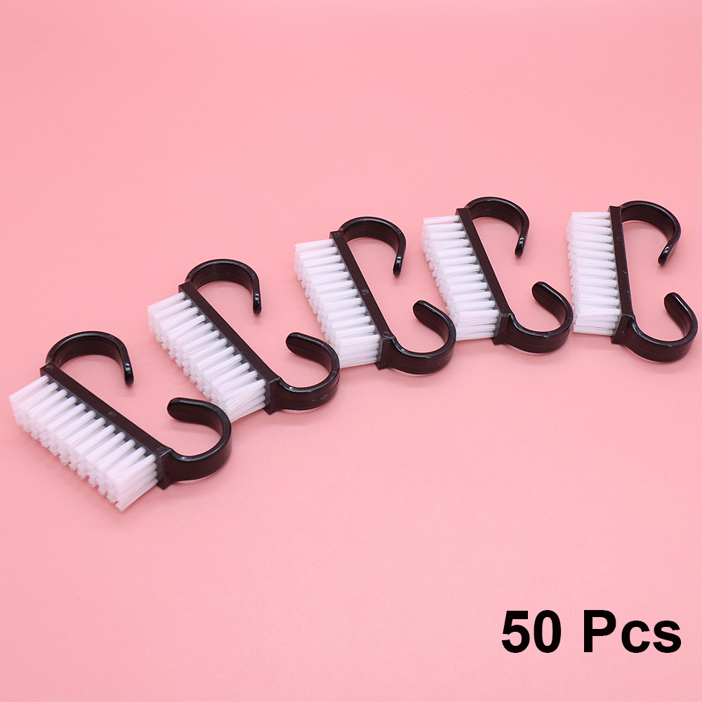 50/100pcs Nail Brushes Solid Black Mini Goat Horn Scrubber Soft Remove Dust Plastic Manicure Pedicure Nail Art Cleaning Brush: black