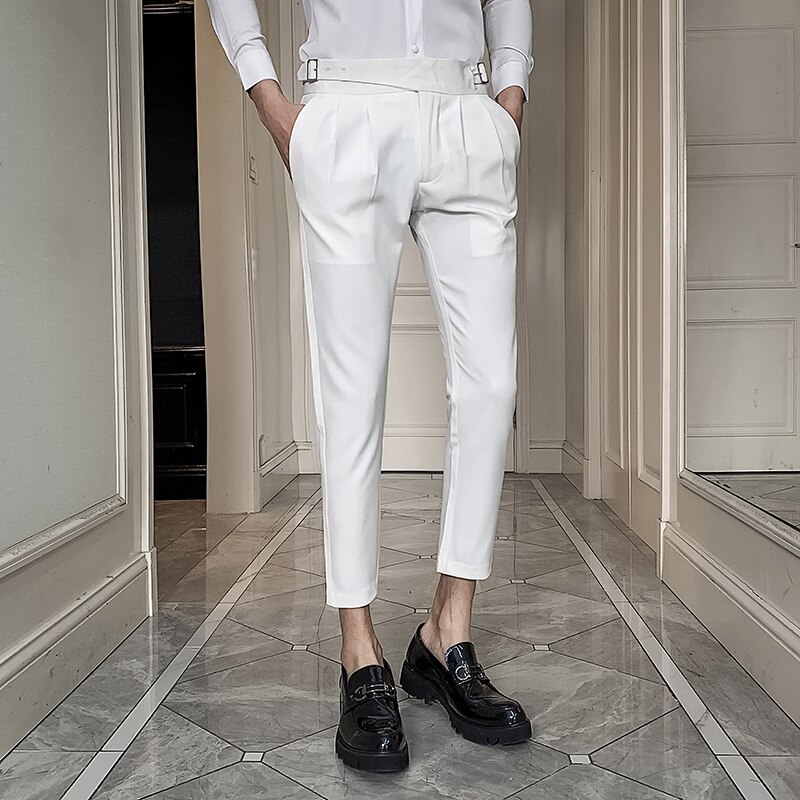 White Wedding Dress Pants for Men Business Suit Pant Casual Slim Fit Formal Pants Pantalon Costume Men's Suit Trousers