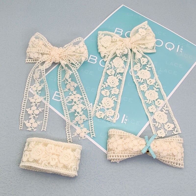 1 Yard Bilateral Milk Silk Lace Transparent Mesh Embroidery DIY Headdress Ribbon Wedding Dress 4cm White Cord lace Fabric