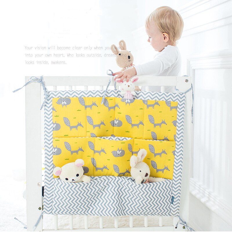 Multi-funcional cama de berço do bebê pendurado saco de armazenamento cama do bebê pára-choques macio 55*60cm decoração do quarto pára-choques conjunto de cama fotografia