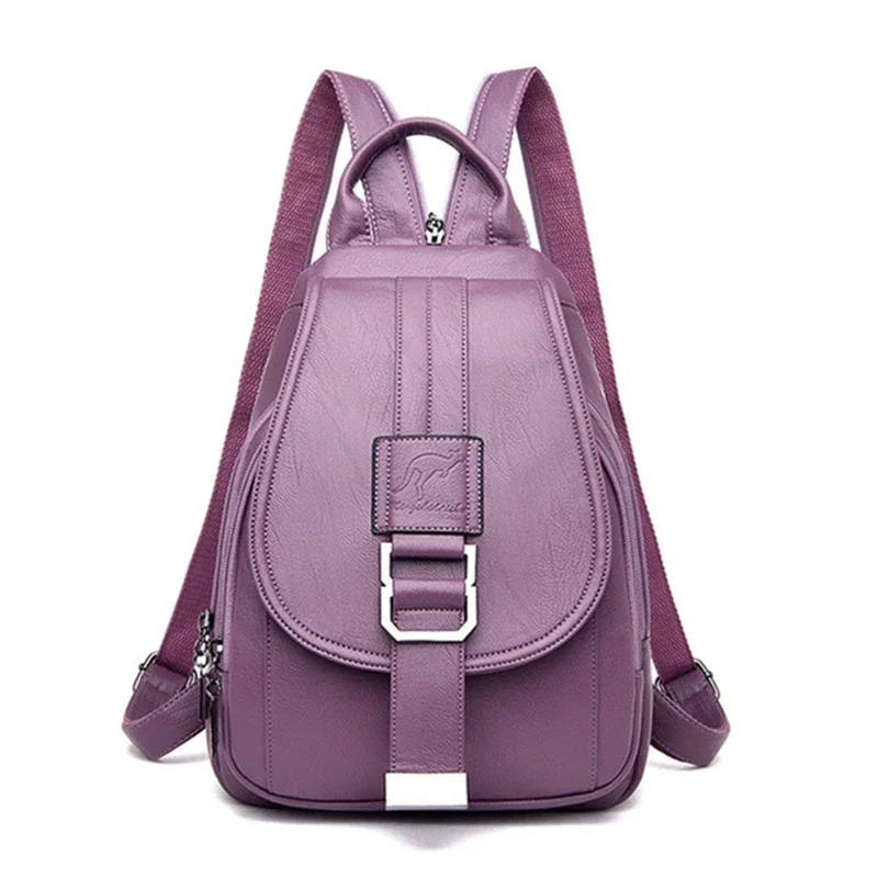 Multifunctionele dames leren rugzakken Vintage rugzak voor tienermeisjes Schoolborsttas Reisrugzak Dames Sac Back Pack: GRIJS