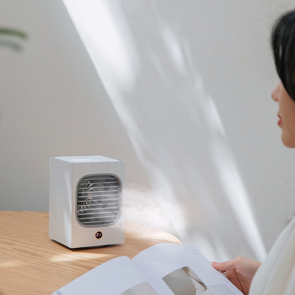 Hoofd Schudden Watergekoelde Airconditioning Ventilator Geïntegreerde Luchtbevochtiger Thuis Slaapkamer Mini Grote Capaciteit Usb Verstuiver