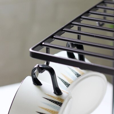 Tiacking simples moderno metal ferro copo e pires rack expositor caneca café xícara leite prateleira de secagem 240*230*150mm 0.52kg