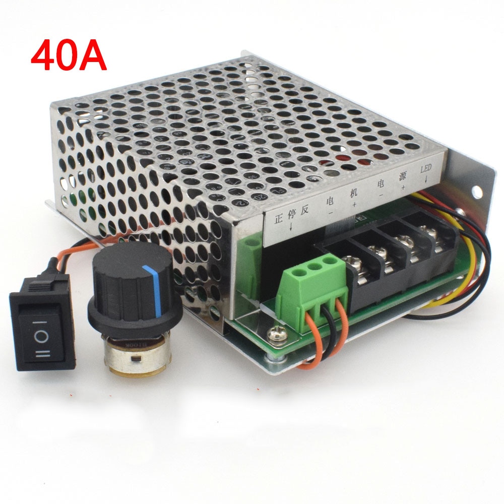 PWM 40A contrôleur de vitesse de moteur à courant continu 12v 24v 36v 48v ajuster le régulateur de moteur commutateur inversé interrupteur d'inversion
