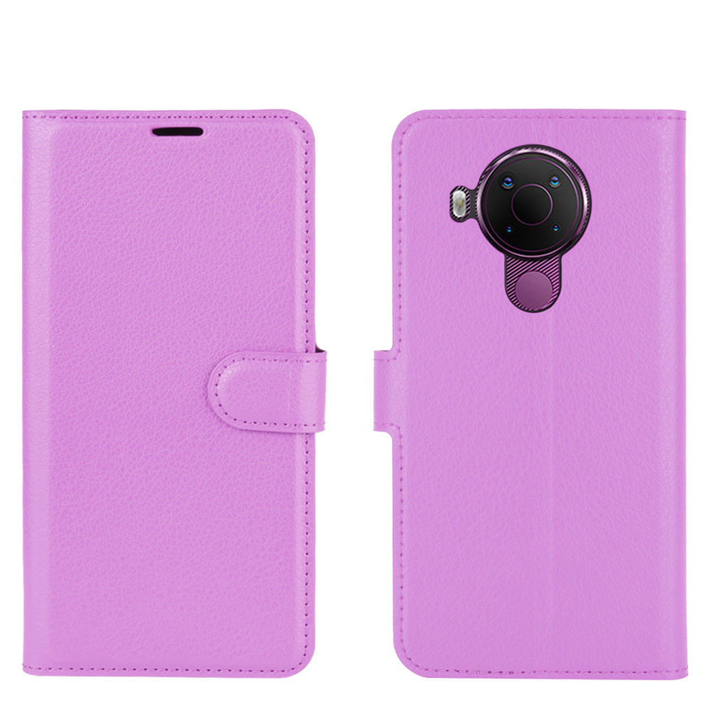 Funda de teléfono de lujo para Nokia 5,4, carcasa protectora de cuero PU con soporte para tarjeta, con tapa y soporte, para Nokia 5,4 de 6,39 pulgadas: Morado