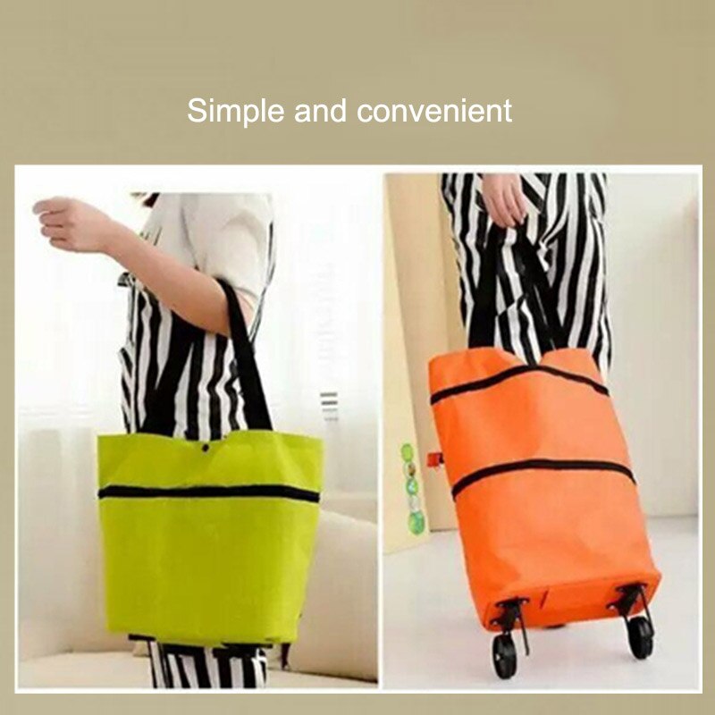 Boodschappentas Met Vouwen Sleepboot Outdoor Reizen Boodschappentas Draagbare Multifunctionele Grote Capaciteit Oxford Winkelwagen Boodschappentas