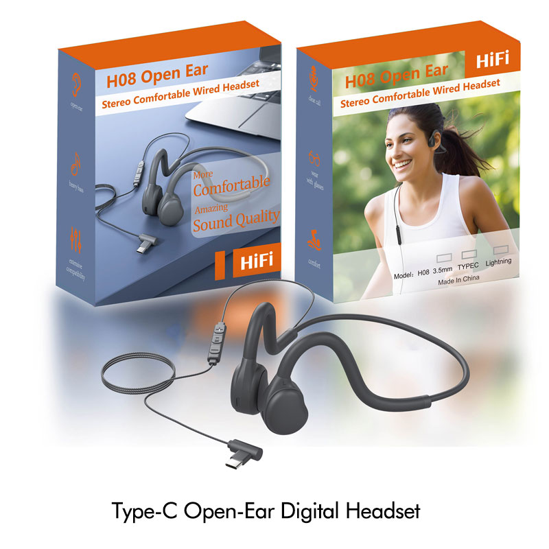 Air Conduction Wired Headphones C Open-Ear 3.5mm Audio Jack Noice Reduction Earbuds with Microphone for Mobile Phone Notebook PC: black