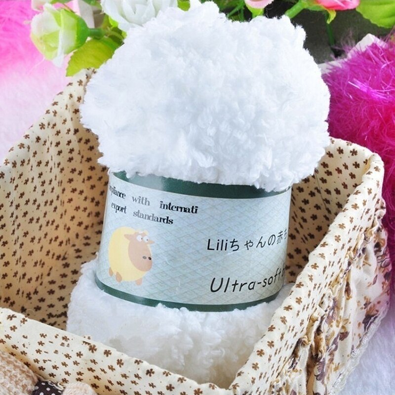 50g chunky imiteret pels kashmir hånd strikkegarn super blødt hvidt akryl plysgarn til fleece tæppe hæklet vinter sweater