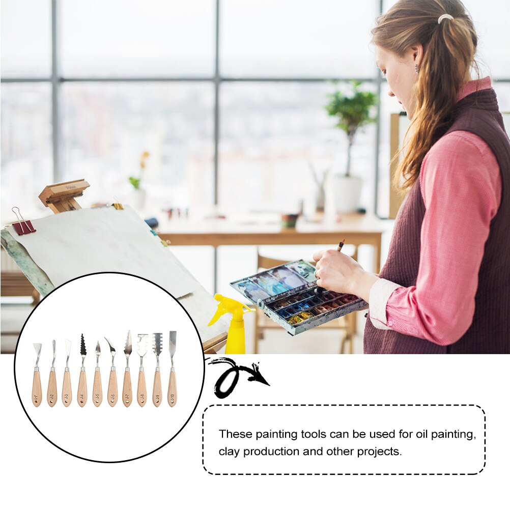 10 Pcs Practical Oil Painting Scrapers Metal Painting Spatula Art Painting Supplies