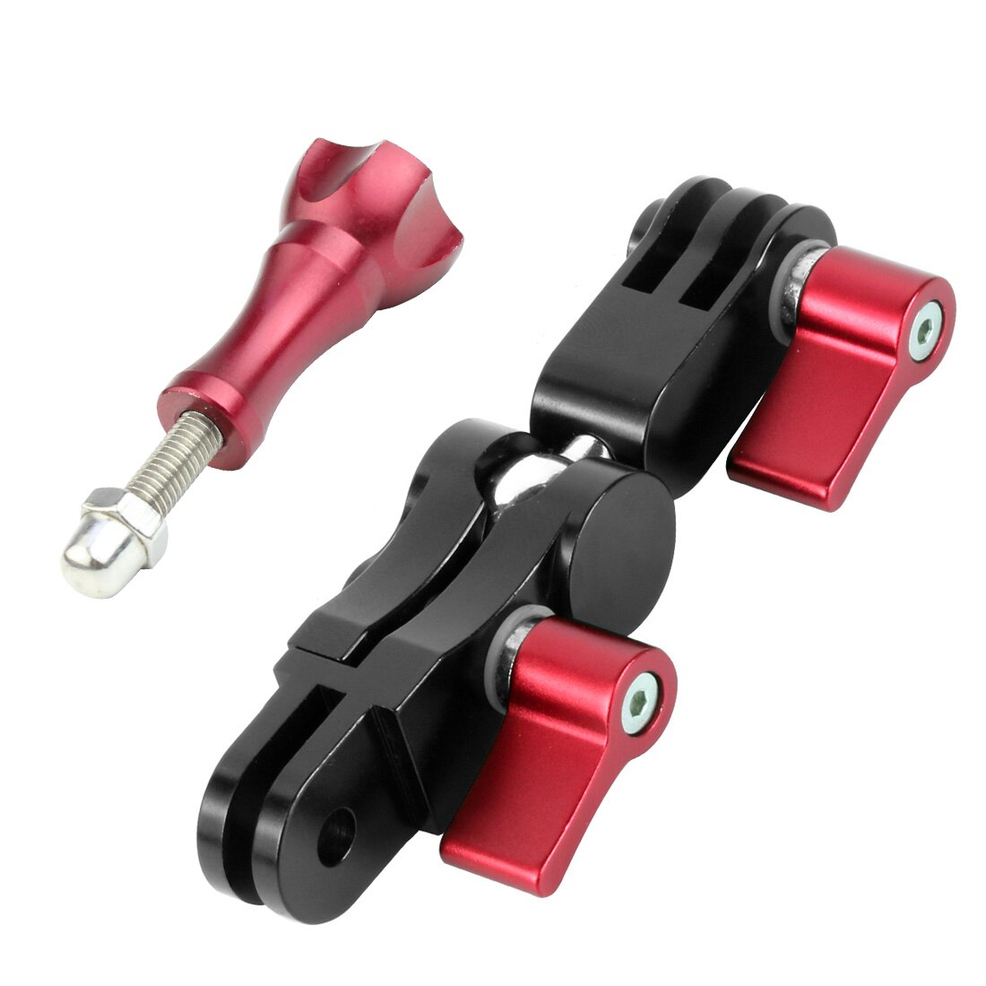 BGNing 360 Degree Rotation Metal Adapters Helmet Adapters Mounts for Gopro for Osmo Action for AKASO EK7000 4K Action Camera: Red w Long Screw